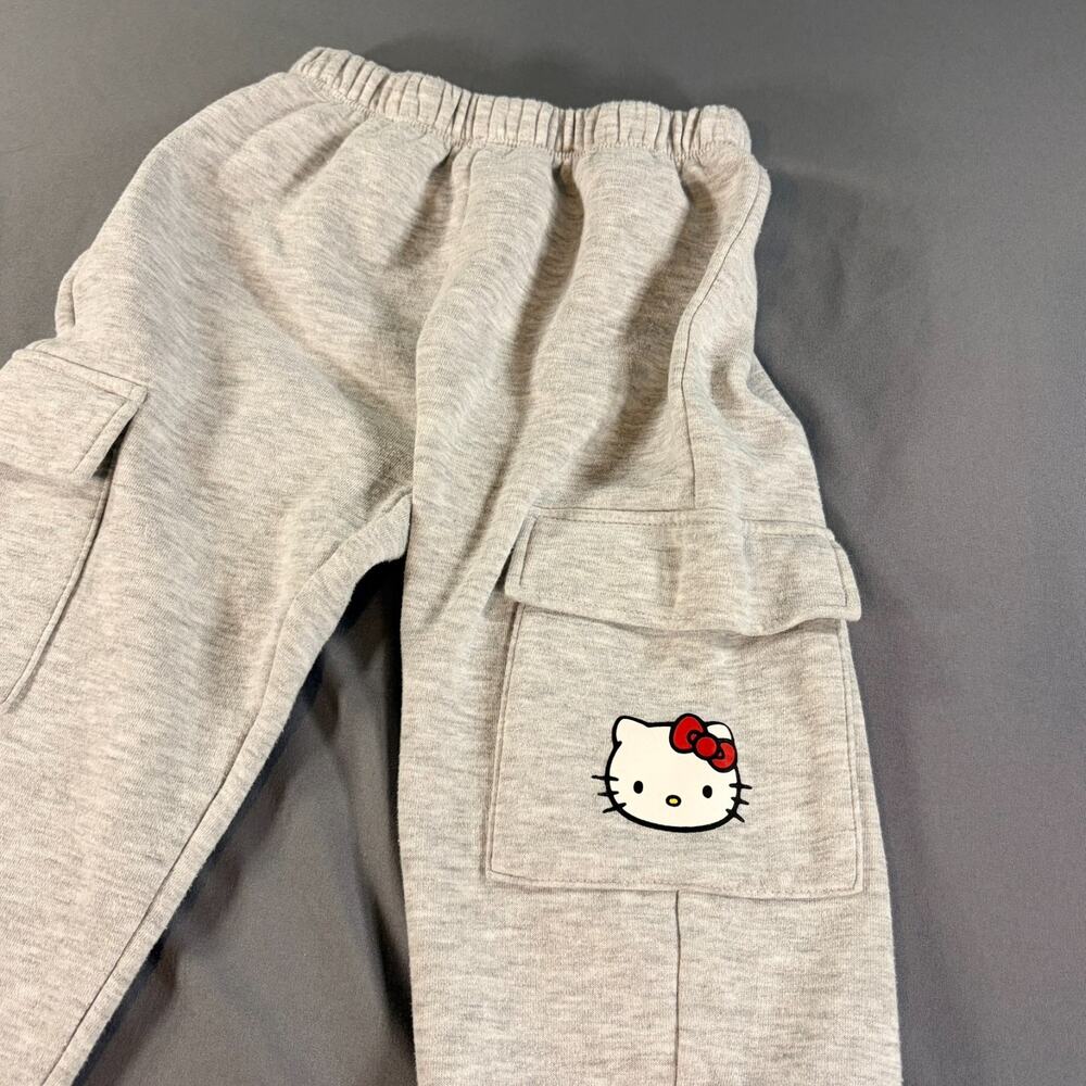 Hello Kitty Sanrio Fleece Bottom Cargo Sweatpants Girls Size 7 Gray